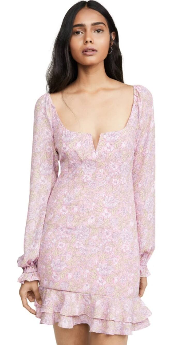 Likely Pink Lyssa Fairy Floral Ruffle Long Sleeve Mini Dress Spring Women size 4